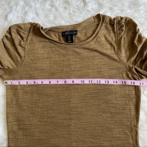 House of Harlow 1960 Shirt Ruched Long Sleeve Tee Bronze Olive S - Picture 8 of 10